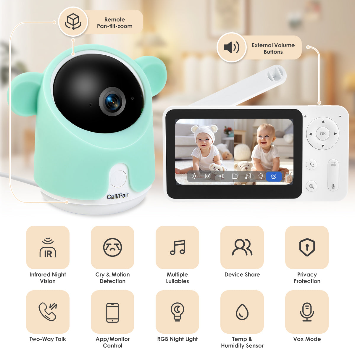 Baby Monitor Camera WiFi Smartphone App Control