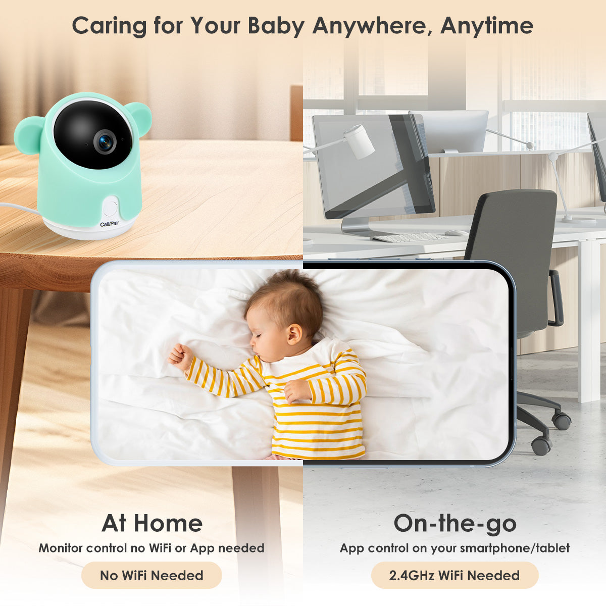 Baby Monitor Camera WiFi Smartphone App Control